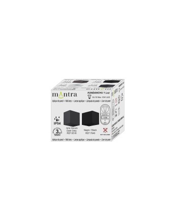 KANDANCHU * APLIQUE EXTERIOR CUAD. 1L*GU10 NEGRO